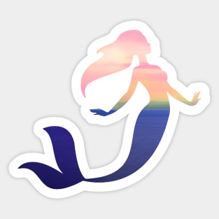 Ocean landscape in mermaid silhouette Sticker